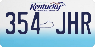 KY license plate 354JHR