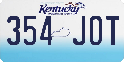 KY license plate 354JOT