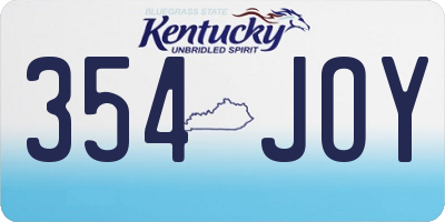 KY license plate 354JOY