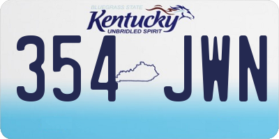 KY license plate 354JWN