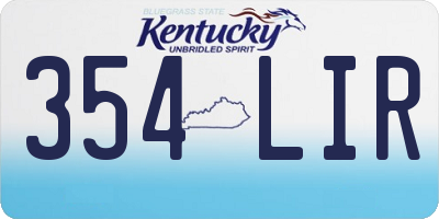 KY license plate 354LIR
