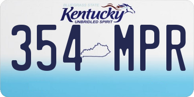 KY license plate 354MPR