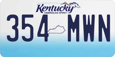 KY license plate 354MWN