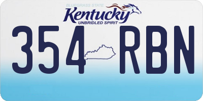 KY license plate 354RBN