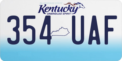 KY license plate 354UAF