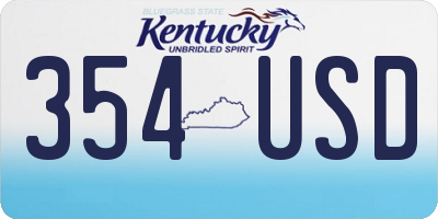 KY license plate 354USD