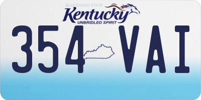 KY license plate 354VAI