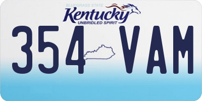 KY license plate 354VAM