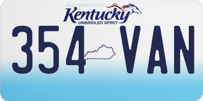 KY license plate 354VAN