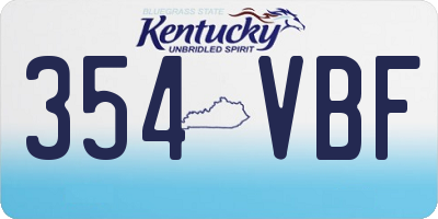KY license plate 354VBF