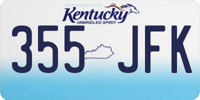KY license plate 355JFK