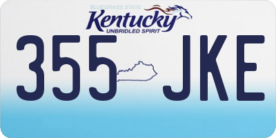 KY license plate 355JKE
