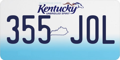 KY license plate 355JOL