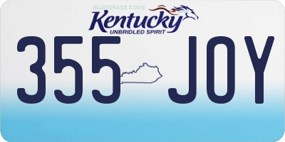 KY license plate 355JOY