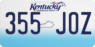 KY license plate 355JOZ