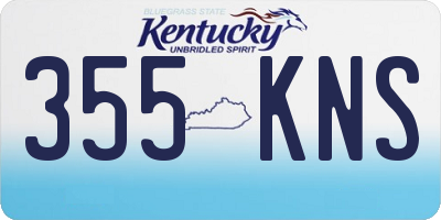 KY license plate 355KNS