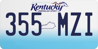 KY license plate 355MZI