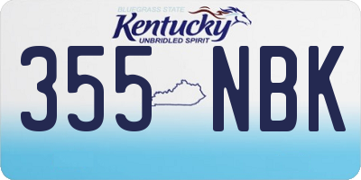 KY license plate 355NBK
