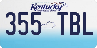 KY license plate 355TBL
