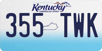 KY license plate 355TWK