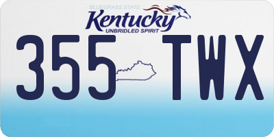 KY license plate 355TWX