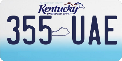 KY license plate 355UAE