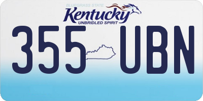 KY license plate 355UBN