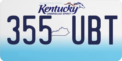 KY license plate 355UBT
