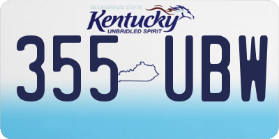 KY license plate 355UBW