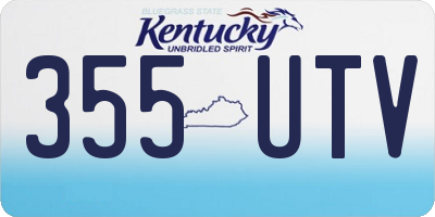 KY license plate 355UTV