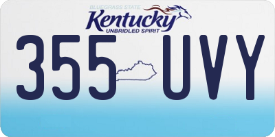 KY license plate 355UVY