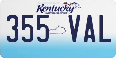 KY license plate 355VAL