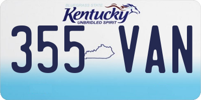KY license plate 355VAN