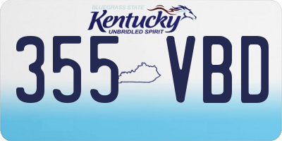 KY license plate 355VBD