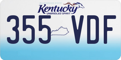 KY license plate 355VDF