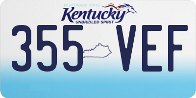 KY license plate 355VEF