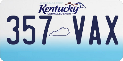 KY license plate 357VAX