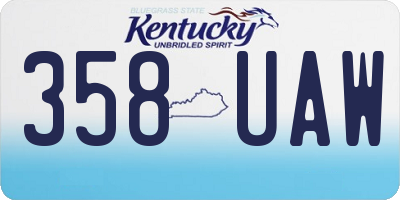 KY license plate 358UAW