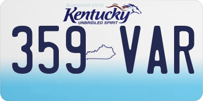 KY license plate 359VAR