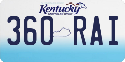 KY license plate 360RAI