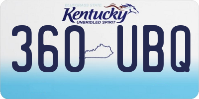 KY license plate 360UBQ