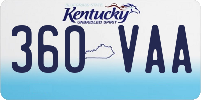 KY license plate 360VAA