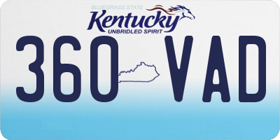 KY license plate 360VAD