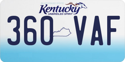 KY license plate 360VAF