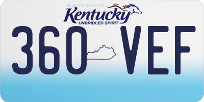 KY license plate 360VEF