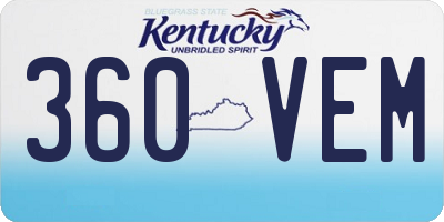 KY license plate 360VEM