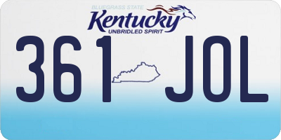 KY license plate 361JOL