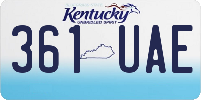 KY license plate 361UAE