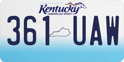 KY license plate 361UAW