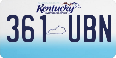 KY license plate 361UBN